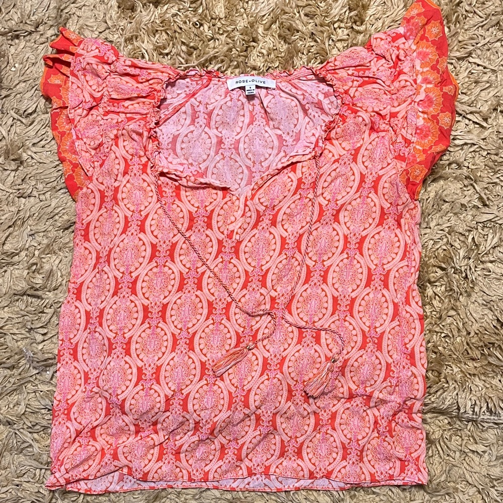 Rose & Olive Coral and Red Women's Blouse